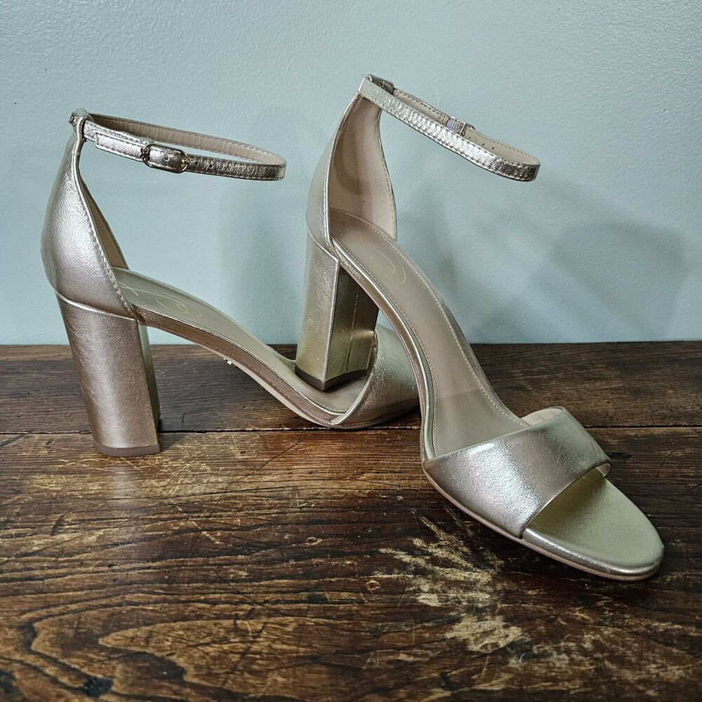 Sam Edelman Womens Robyn Gold Leather Pumps Shoes 9.5M 0622